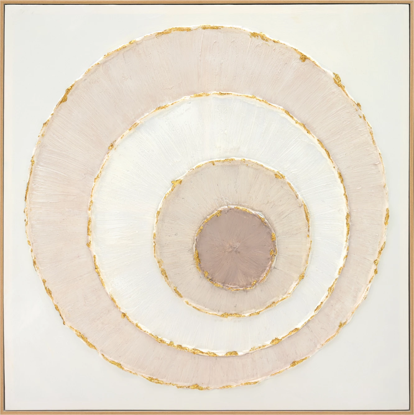 Stenska slika FH4559 z bež PS okvirjem - platneni krogi 82x4,5x82Hcm