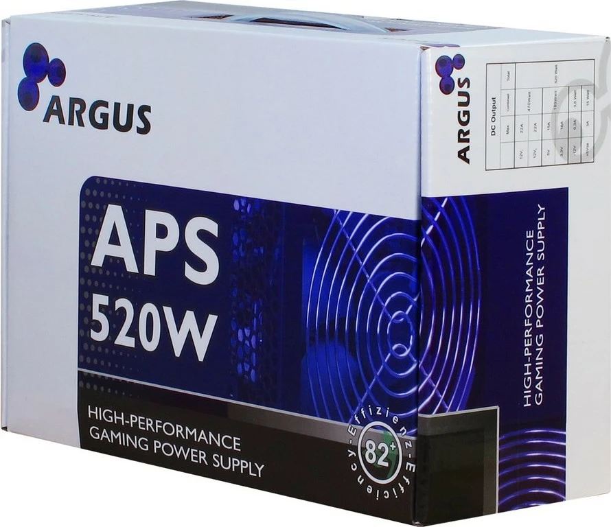 Furniznik energije Inter-Tech Argus APS, 520 W, 115 - 230 V, 47 - 63 Hz, +12V1,+12V2,+3.3V,+5V,+5Vsb,-12V, aktiven, 120 W