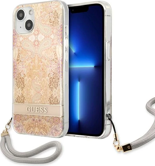 Ovitek s cvetličnim trakom Guess GUHCP13SHFLSD za iPhone 13 mini 5,4", zlate barve