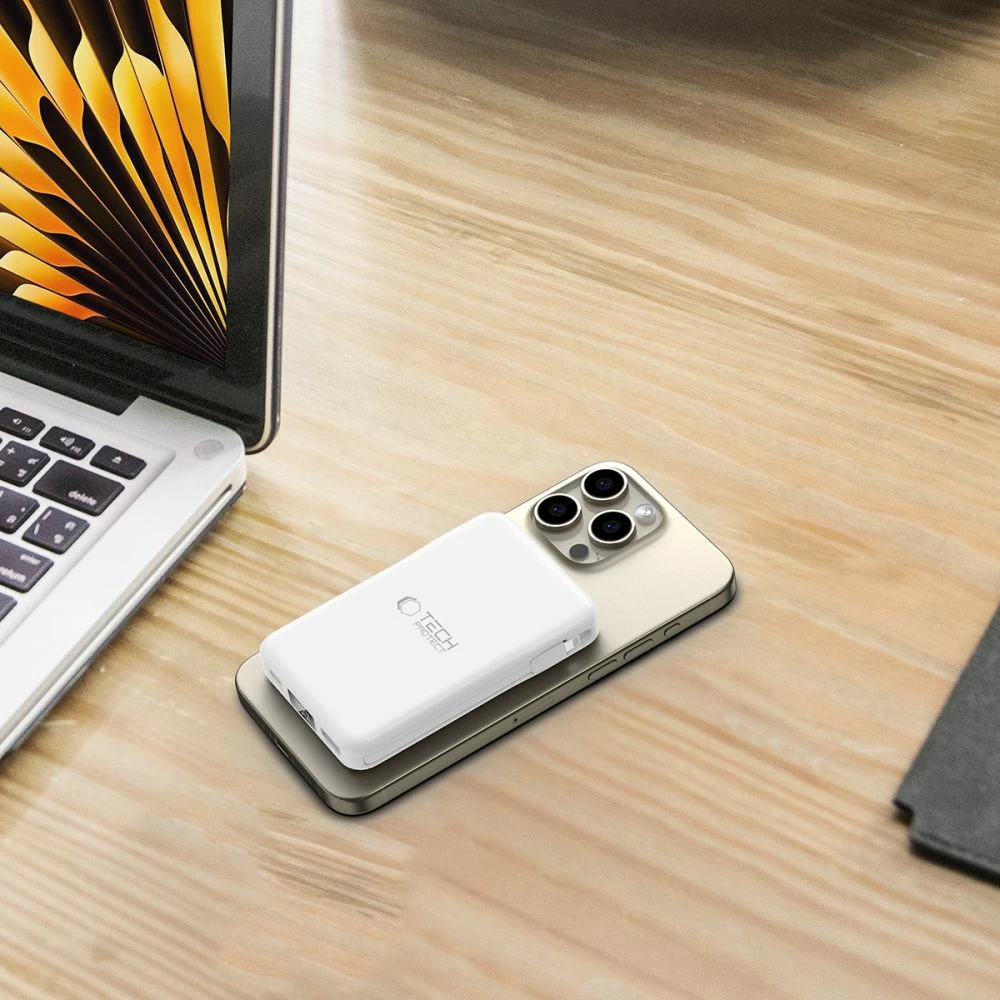 Power bank LifeMag Tech-Protect PB31, 10000 mAh, MagSafe, USB-C/USB-A/Lightning, bel
