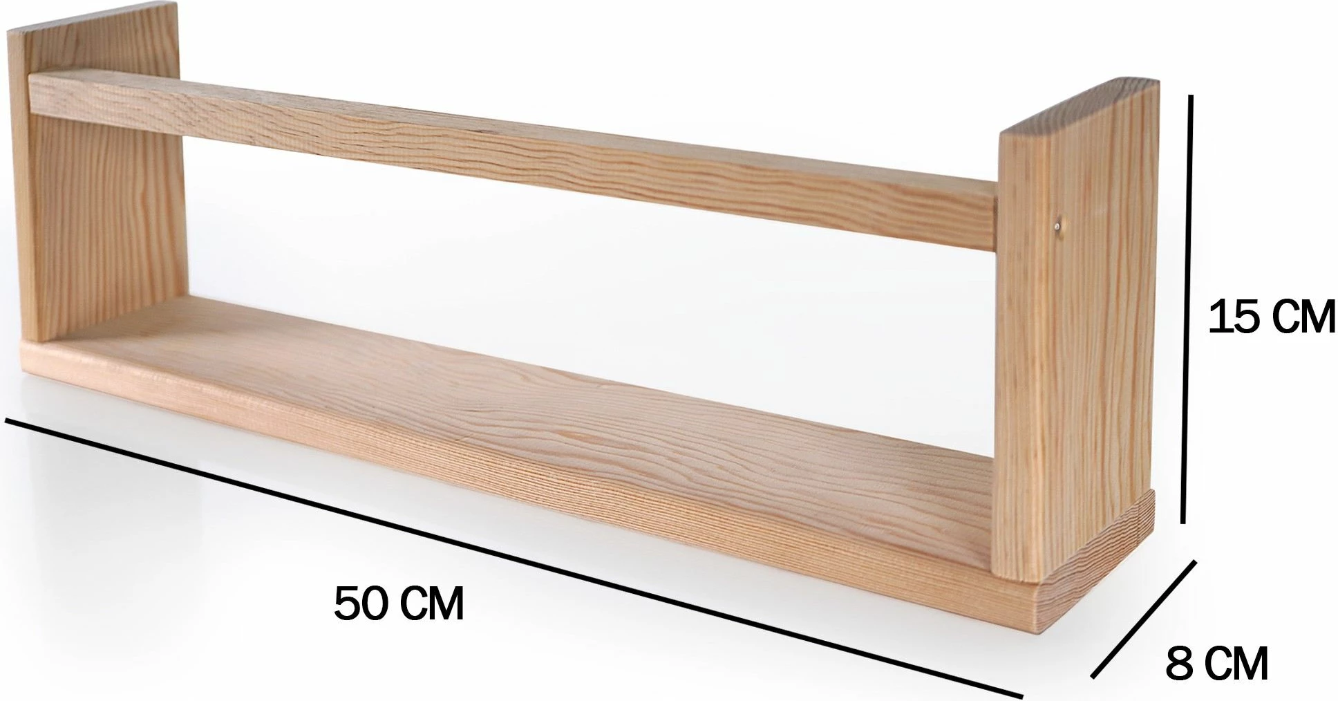 Leseni stenski regal iz bora, barva hrasta, 2 kosa, Skye Decor, BLTYZ-AKTV038