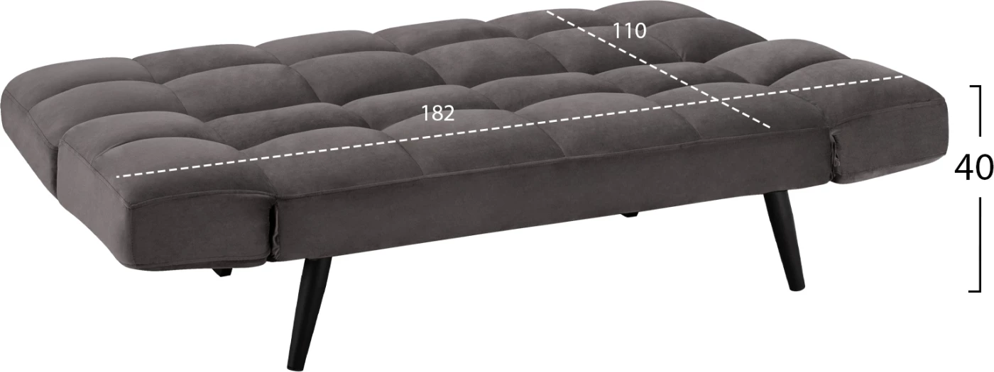 Trosed kavč postelja iz žametne sive FH3167.01 182x80x88cm