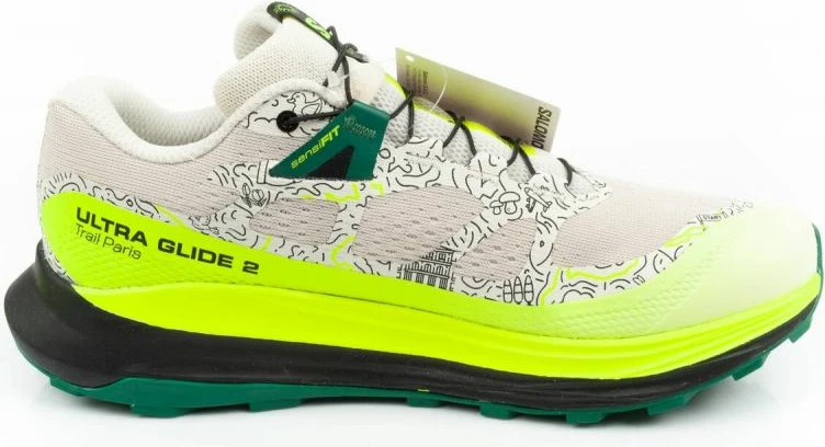Tekmovalne tekaške copate Salomon Ultra Glide 473074, bež/zelene