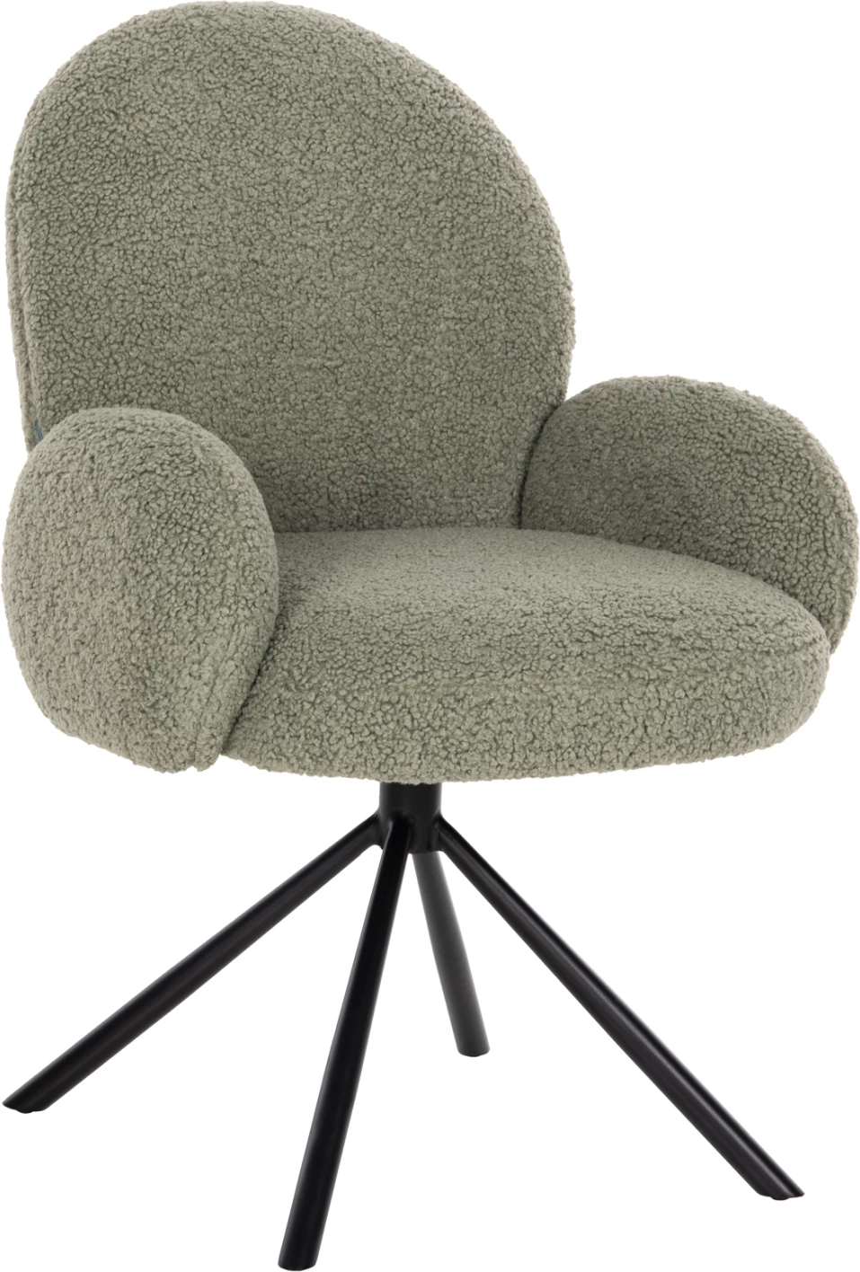 Vrtljiv naslanjač WINON FH9778.08 v olivno zeleni barvi iz boucle tkanine - črna kovinska osnova 65x67x92H cm