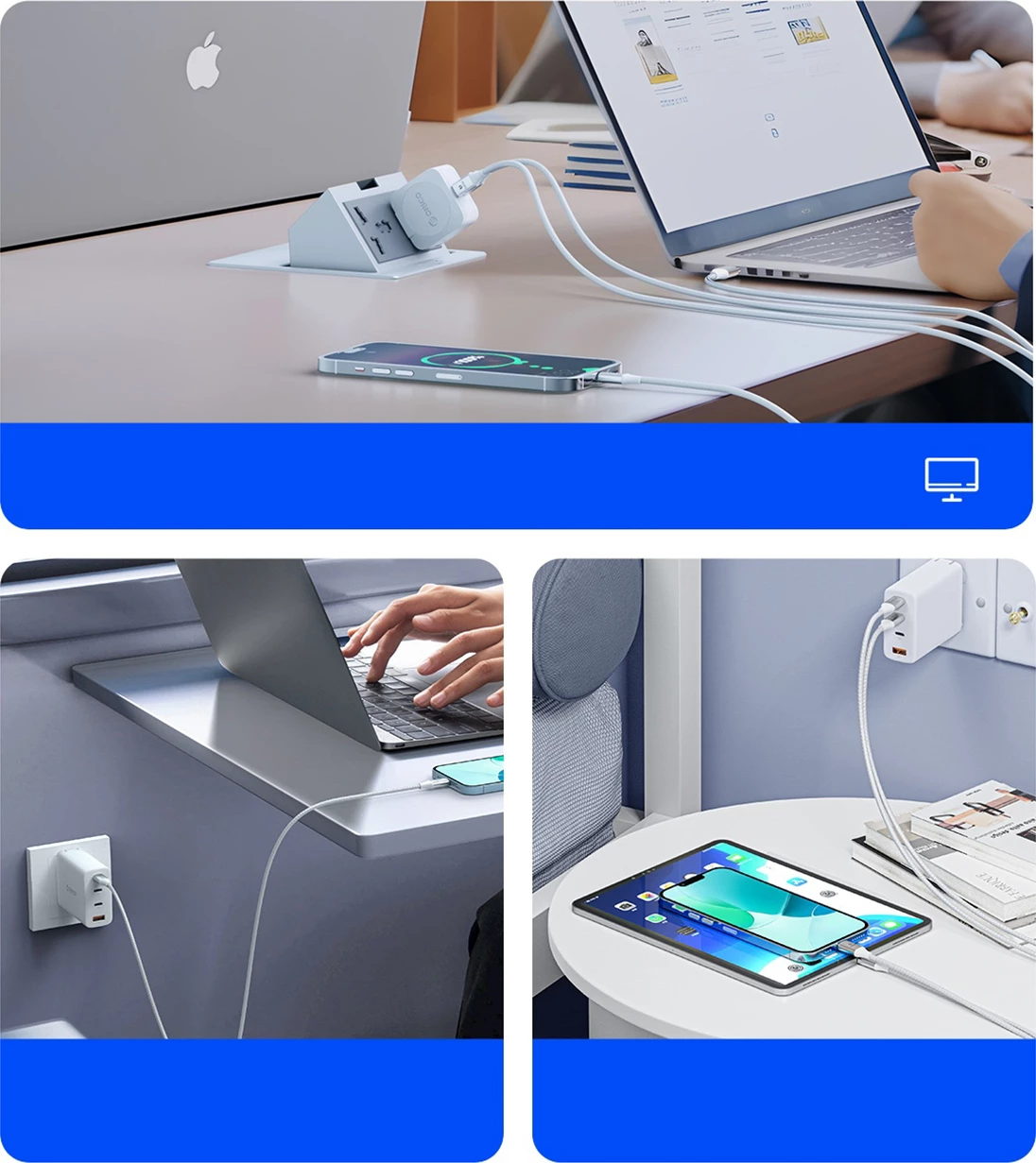 USB-C na USB-C kabel, Orico CDX, 1 m, 60 W, 3 A, bel