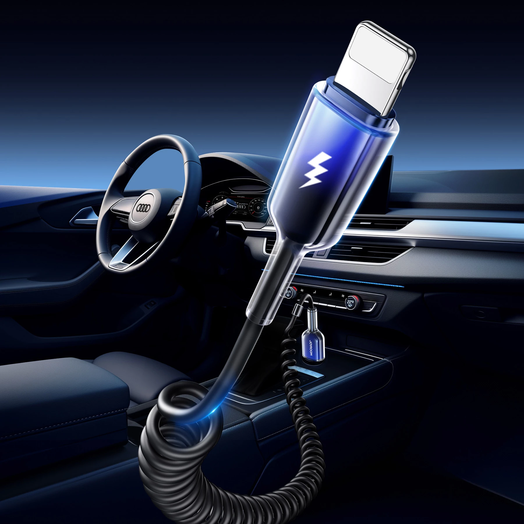 Spiralni kabel Crystal-Clear Series 1,5 m USB-A na Lightning, 3A, Joyroom S-A43, črn