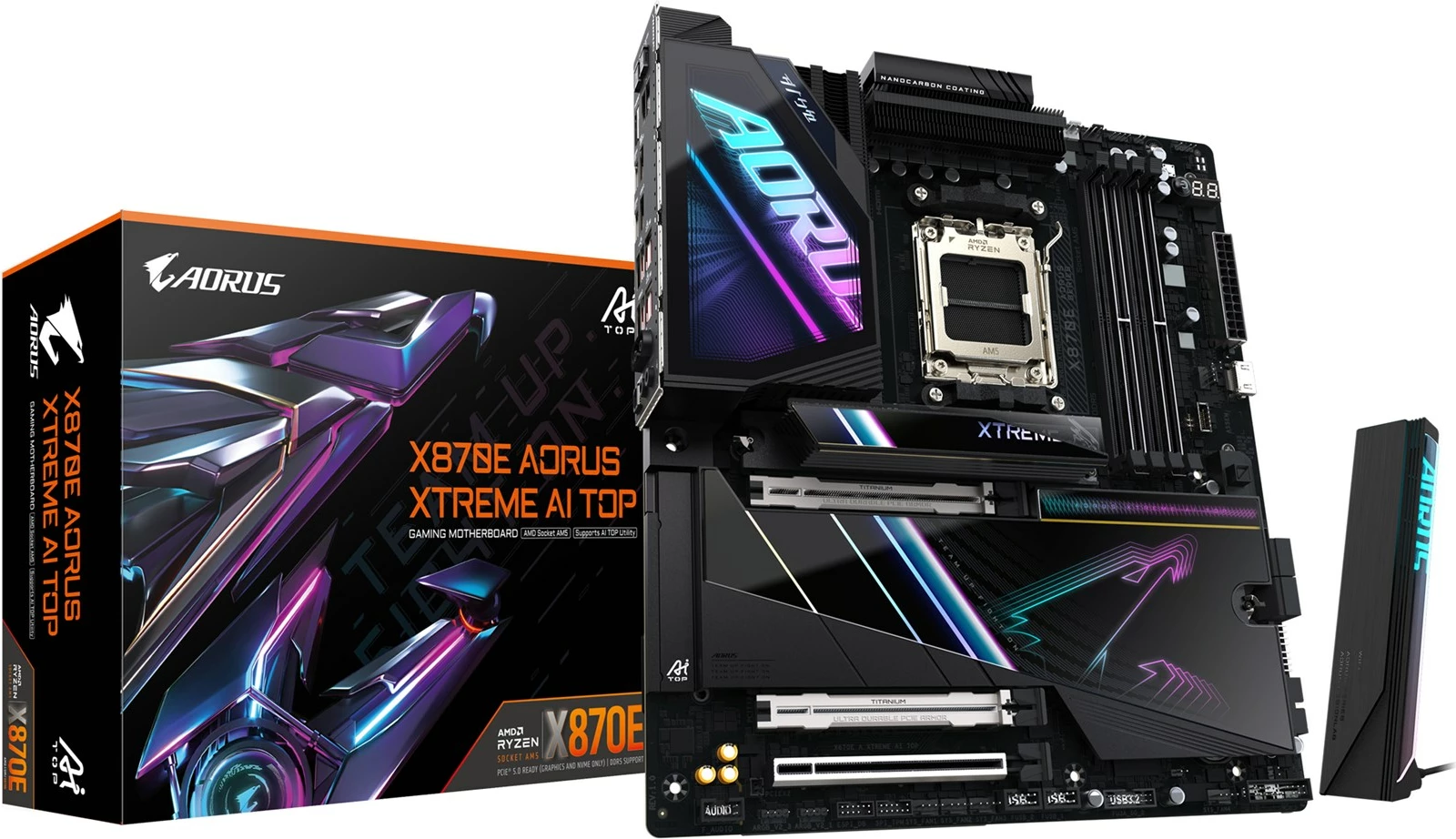 Matična plošča Gigabyte X870E AORUS XTREME AI TOP, Socket AM5, DDR5, Wi‑Fi 7, 10GbE LAN, črna
