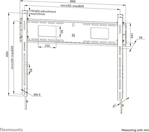Stenski nosilec za TV Neomounts LEVEL-750 WL30-750BL18, do 98", 125 kg, črn