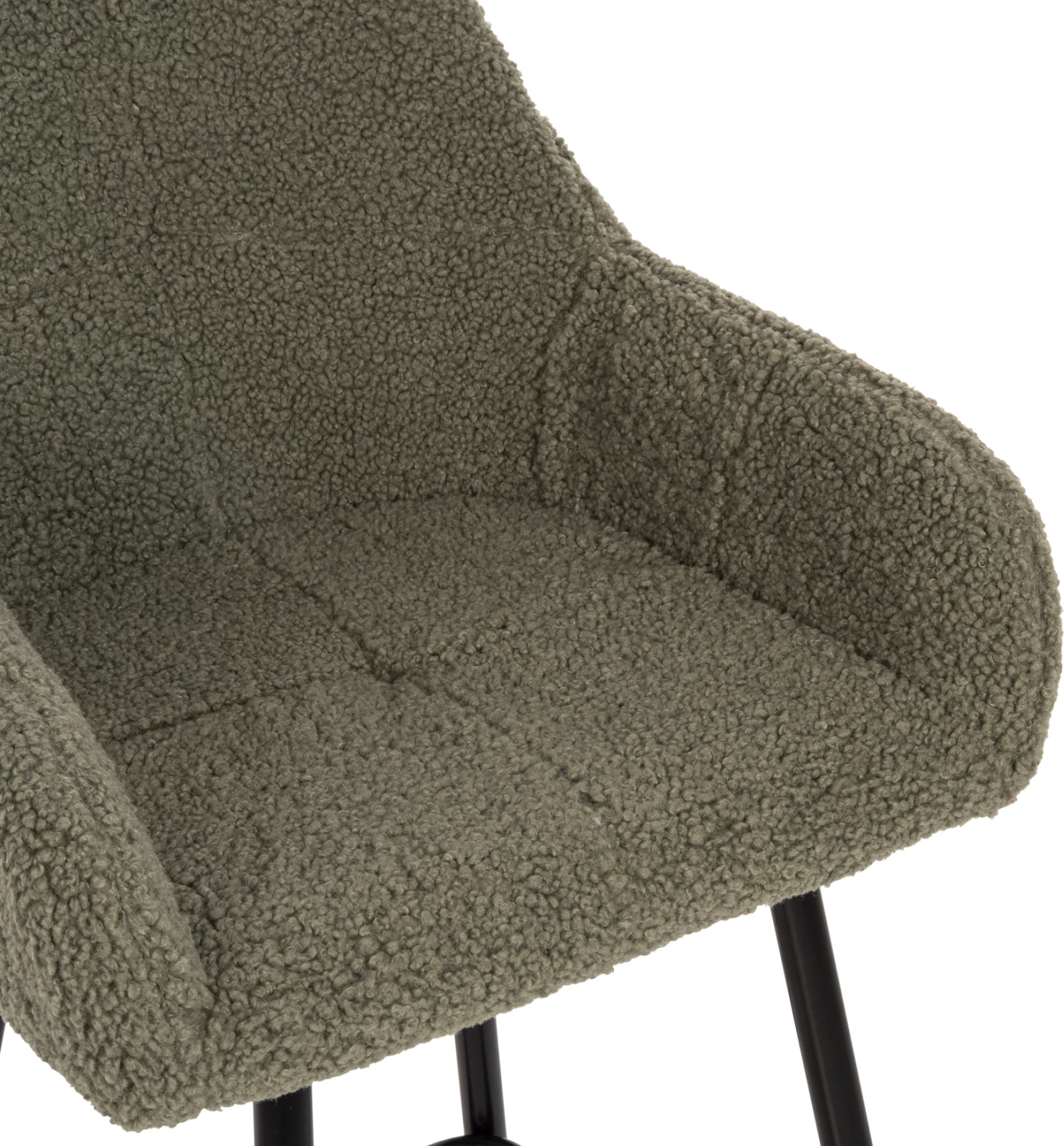 Barski stol srednje višine STRIKE FH8592.03 pistacija zelena tkanina TEDDY-črne kovinske noge 50x50x94,5Hcm, set 2 kosov