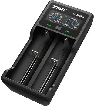 Polnilec baterij XTAR VC2SL, LCD, 2 kanala, USB, črn