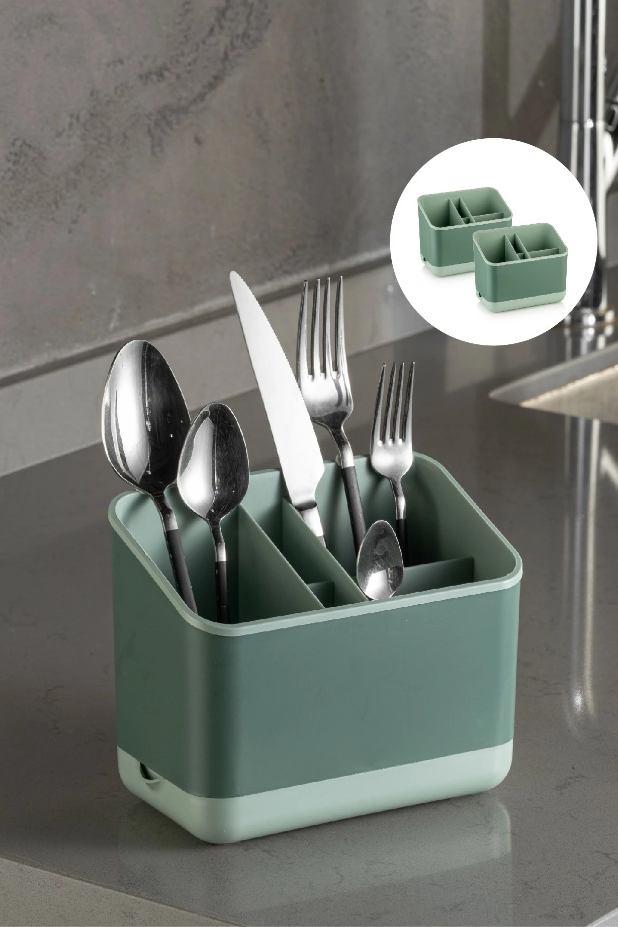 Organizatorji iz plastike, zelen, 2 kosa, 16,5x10x14 cm, Hermia 2LIBNM-8052