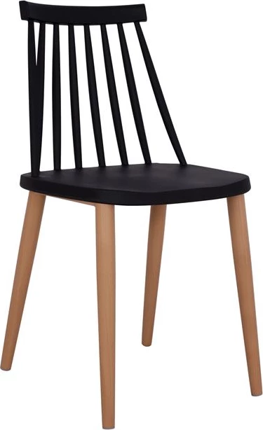 Jedilni stol Vanessa črn s kovinskimi nogami 43x46,5x82cm, set 4 kosov