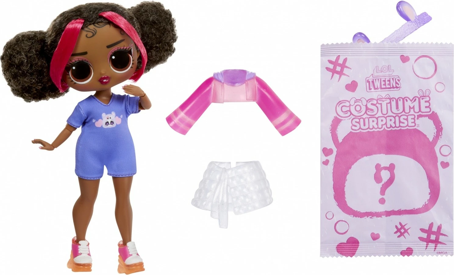 Komplet igrače z lutko in napihnjenim kostumom L.O.L. Surprise Tweens Costume Surprise, Hoops Cutie, vijolična