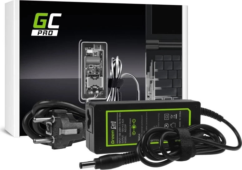 Polnilnik za prenosnik Green Cell AD25P, 65 W, črn