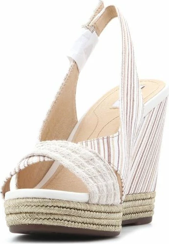 Čevlji z visokim petom Geox ženski, bež/zlati