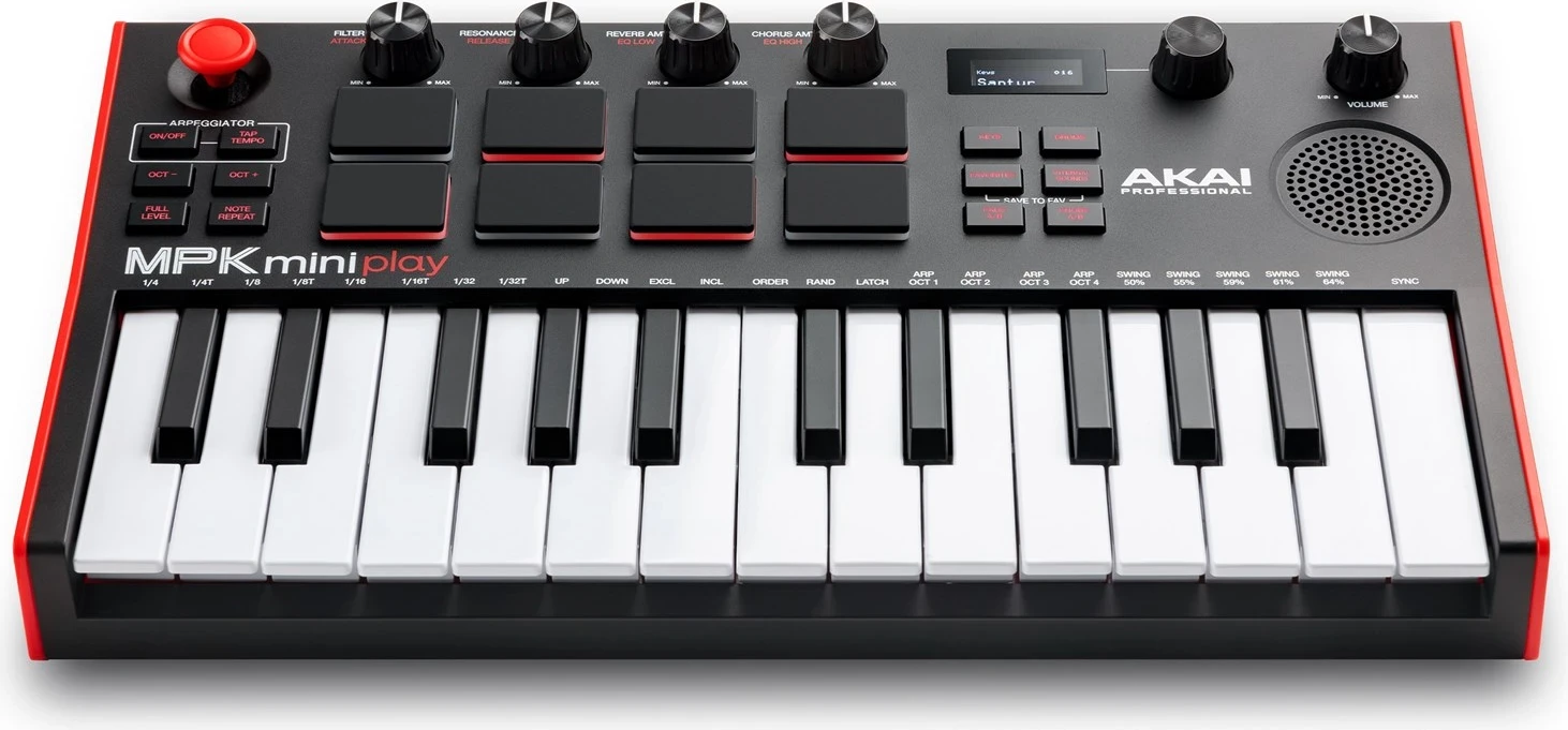 Muzikalni kontroler AKAI MPK Mini Play MK3, črno/rdeč
