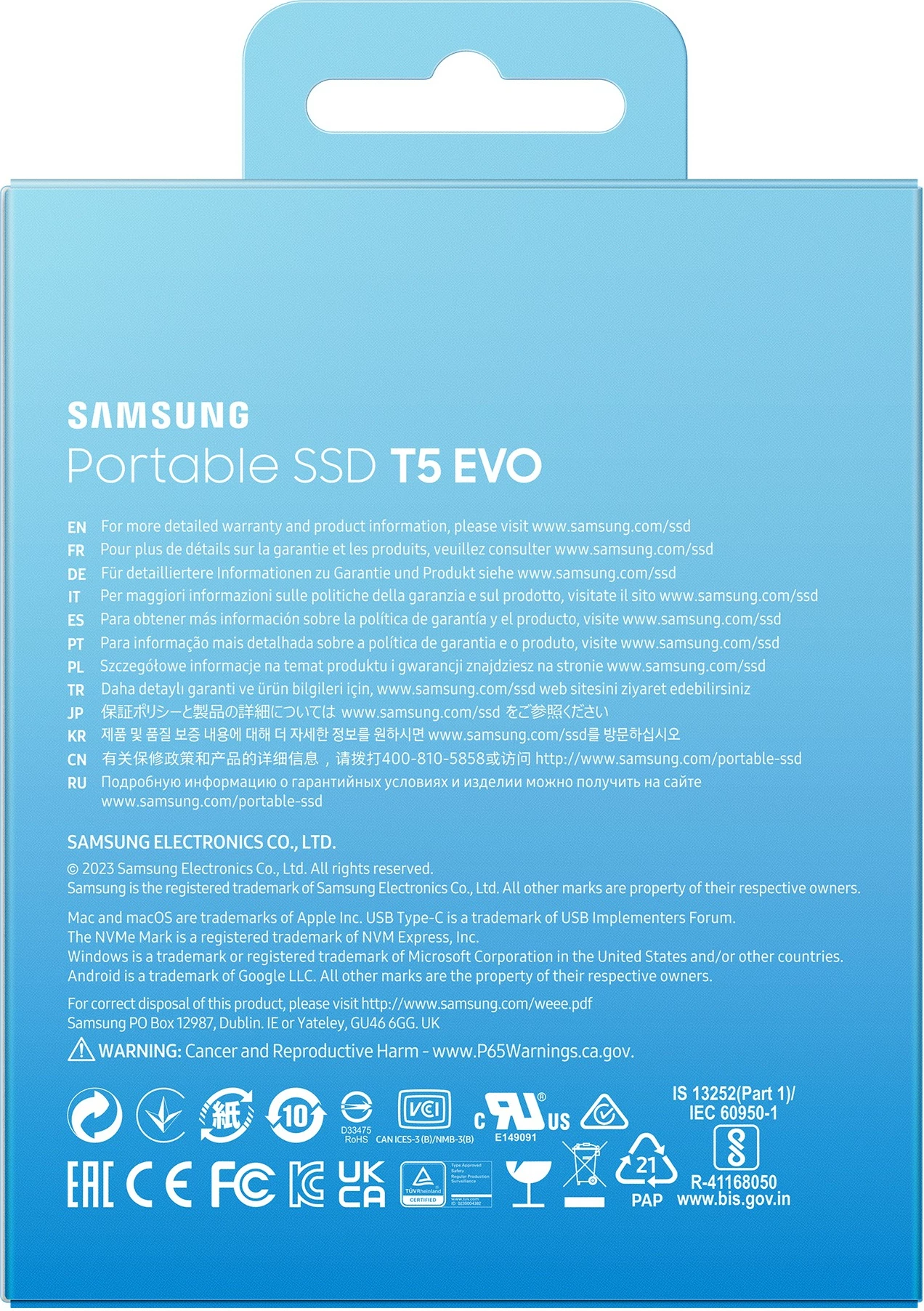 Zunanji SSD, 2 TB, 3.2 Gen 1, 460 MB/s, Samsung MU-PH2T0S, črn