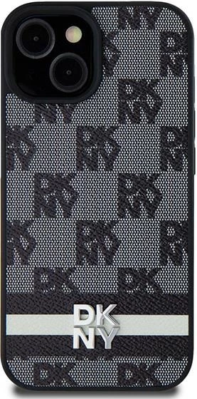 Ovitek z karo vzorcem in potiskanim črtami, DKNY za Samsung Galaxy S24 Ultra, črn