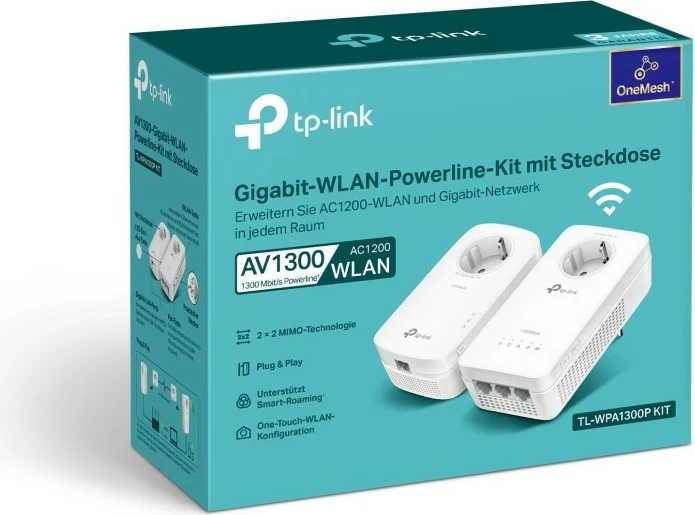 Powerline adapterji TP-Link TL-WPA1300P KIT, 1300 Mbit/s, Wi‑Fi 5, beli