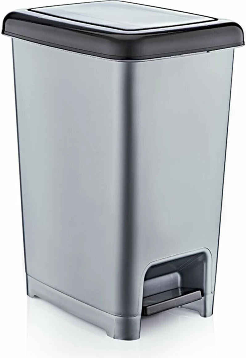 Koš za smeti s pedalom, kovina, siva in črna, Hermia Concept, 22,5 x 31 x 39,9 cm