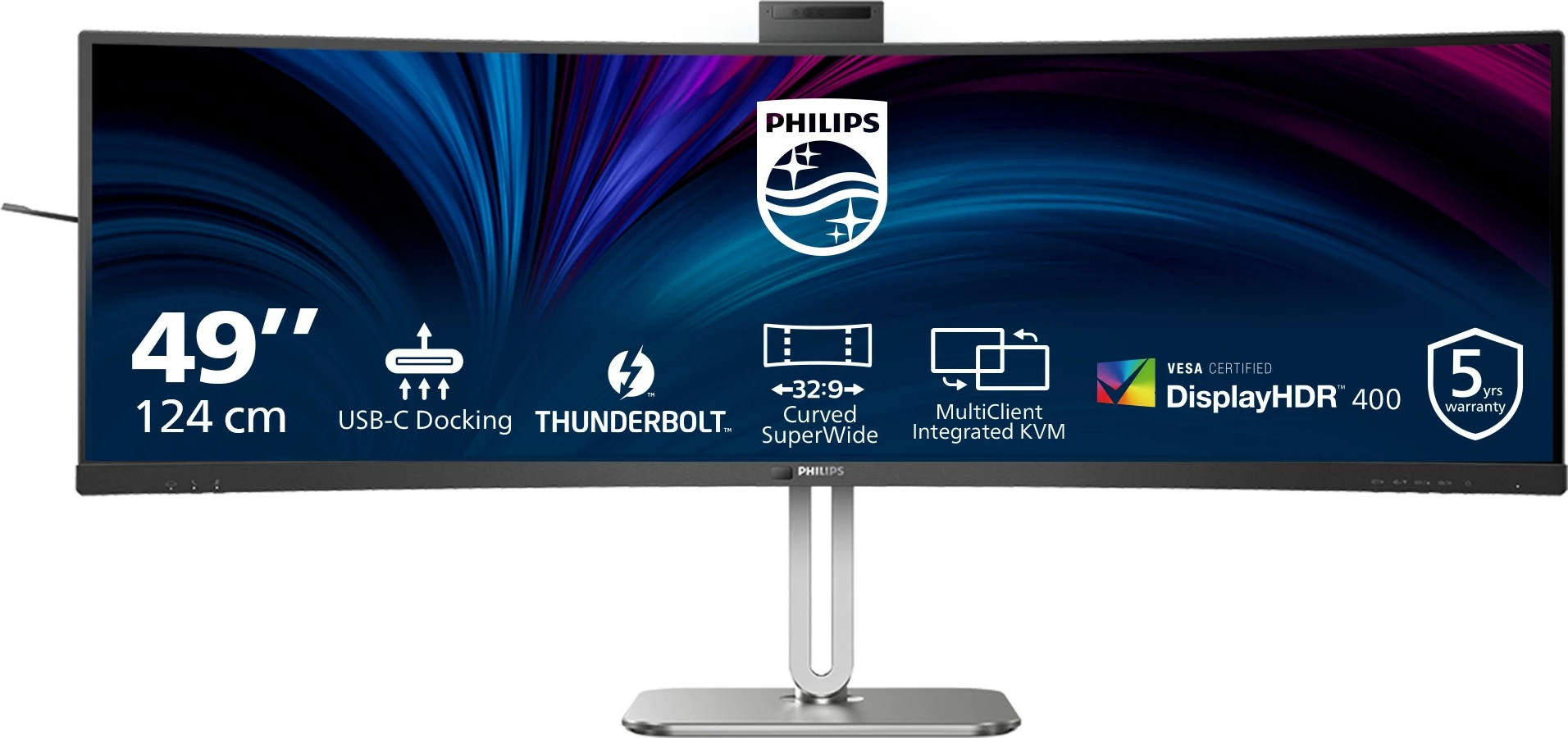 Ultraširok monitor 49-palčni, 5120 x 1440, USB-C, HDR, črn — Philips 49B2U6903CH
