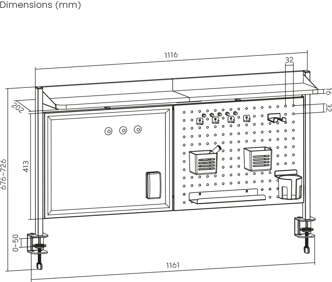 Razdelilec za mizo z dodatki Ergo Office ER-301B, črn