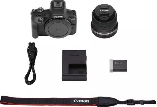 Brezžična/DSLR kamera Canon EOS R100 s objektivom RF-S 18-45 mm, F4.5-6.3 IS STM, črna