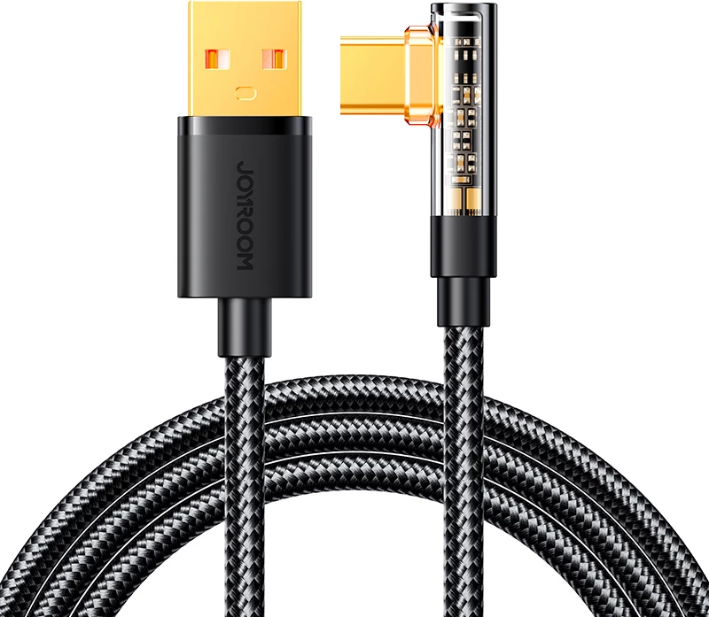 Kabel USB-C pod kotom 90°, Joyroom S-UC027A6, 1,2 m, 3A, črn