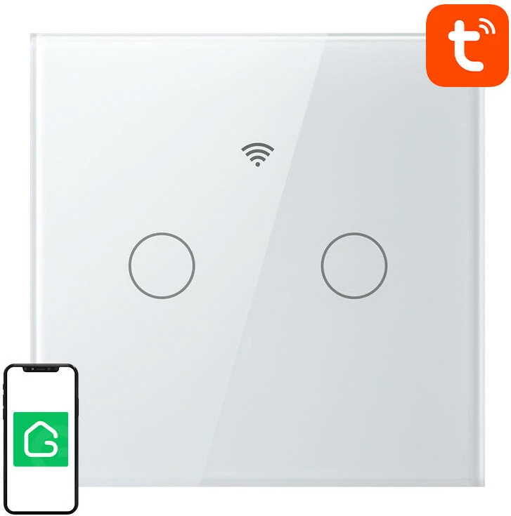 Pametno stikalo Gosund SLS2, z dotikom, WiFi, dvojno upravljanje, belo