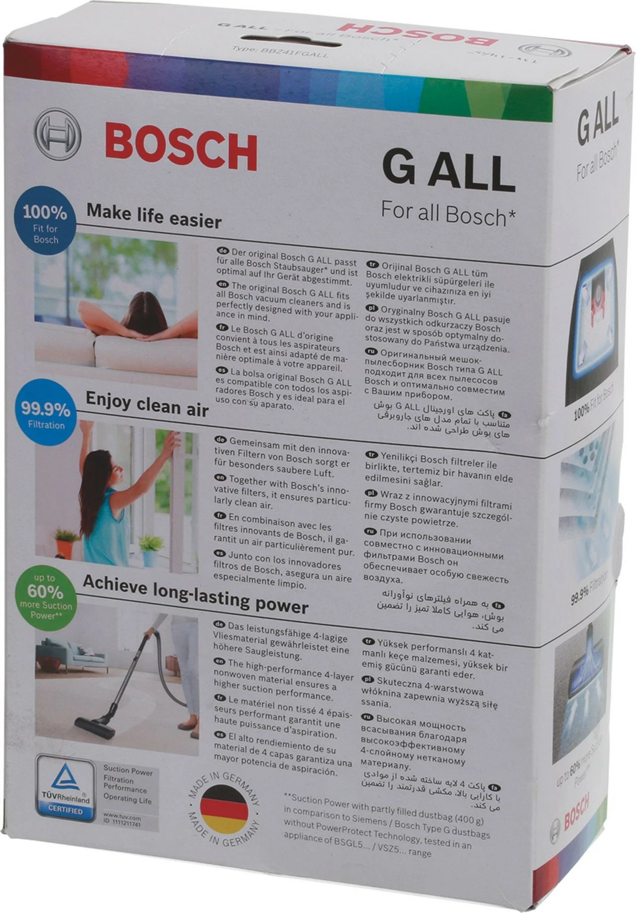 Vrečke za prah Bosch Siemens 17000940, za boben, bele