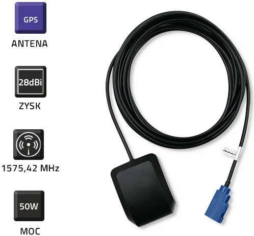 GPS antena 28 dBi, zunanja, Qoltec 57038, črna