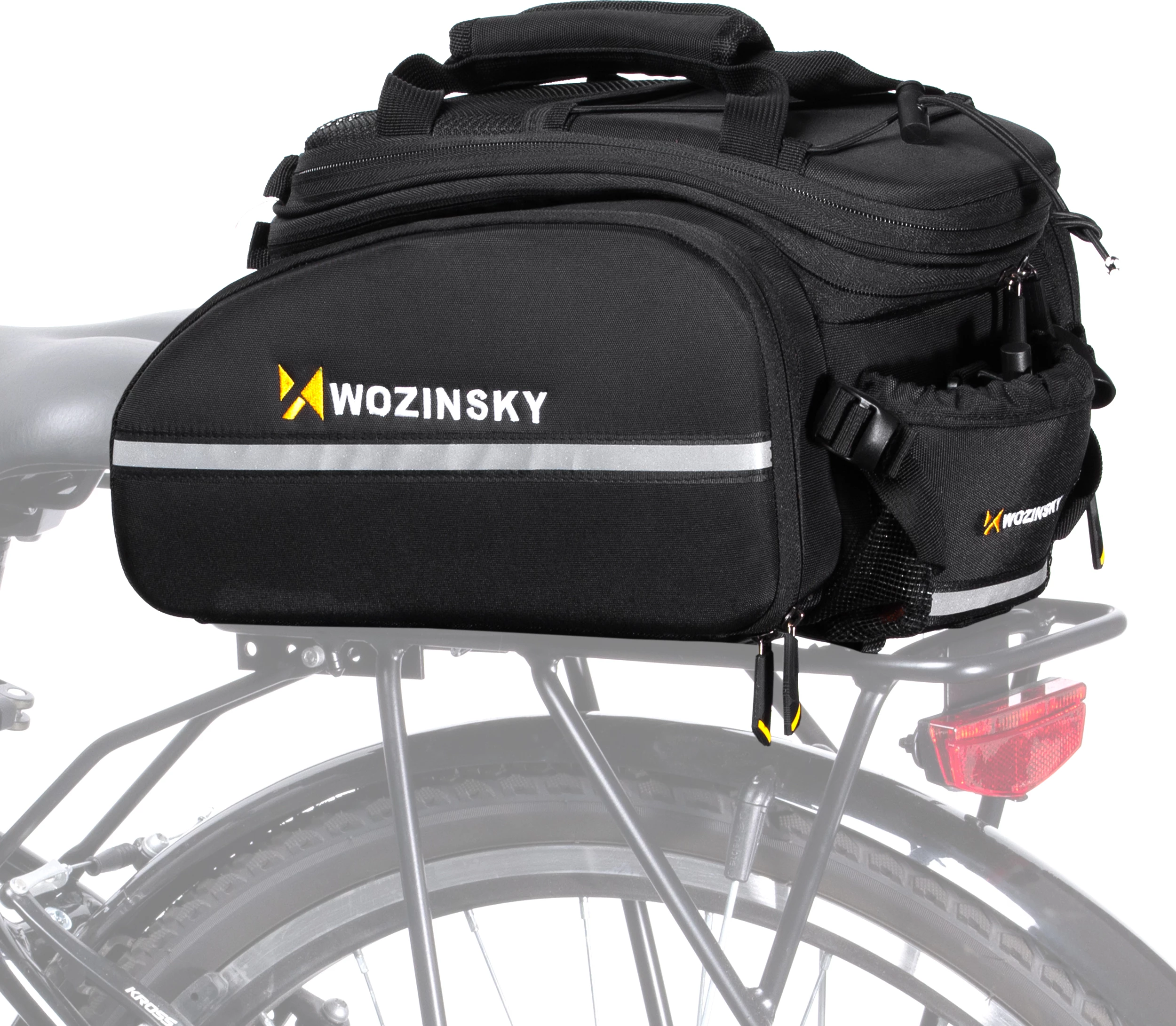 Torba za kolo Wozinsky WBB19BK, 35 L, z dežnim pokrivalom, črna