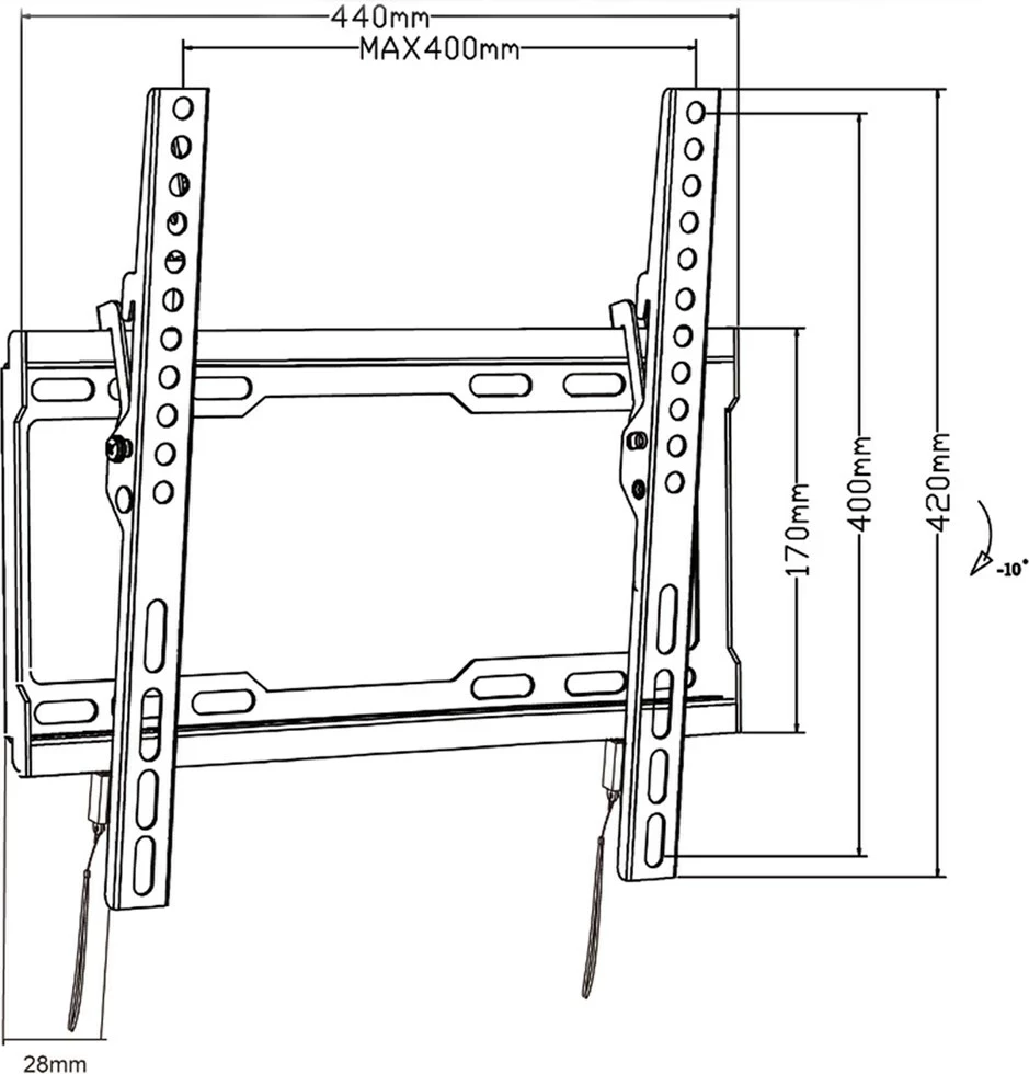 Stenski nosilec za televizor 32–70 palcev, VESA 400x400, 45 kg, bel, Maclean MC-412