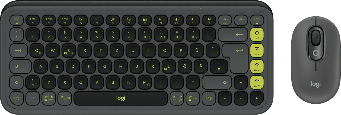 Brezžična tipkovnica in miška Logitech POP ICON COMBO, Bluetooth, QWERTZ, grafitno-zelena
