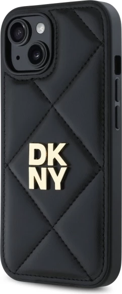 Zaščitni ovoj z vzorcem šivanja in logotipom DKNY za iPhone 14, črn