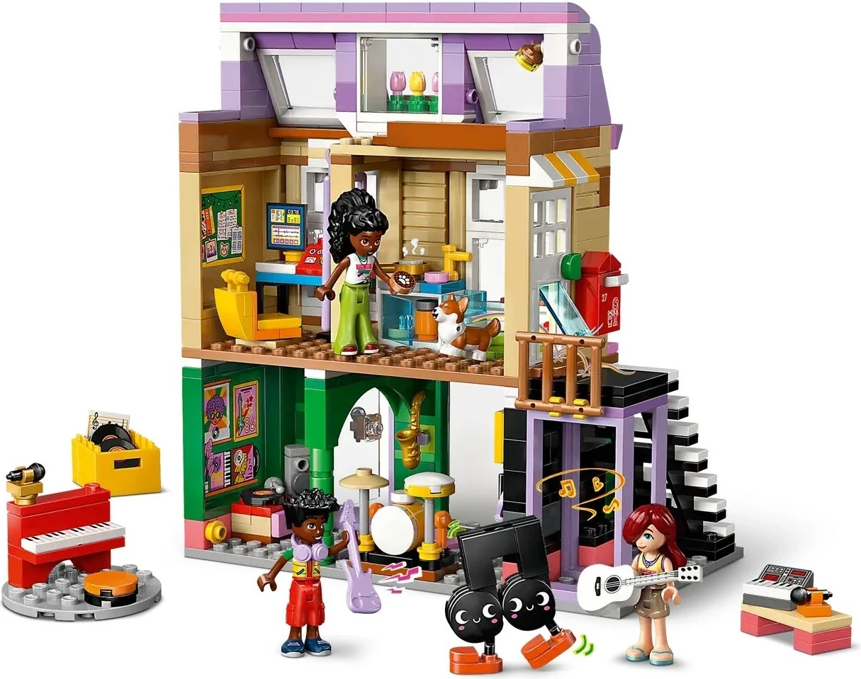 Igralni set trgovina z glasbo in stanovanje 42653 LEGO Friends, 3 minifigure, za otroke 7+
