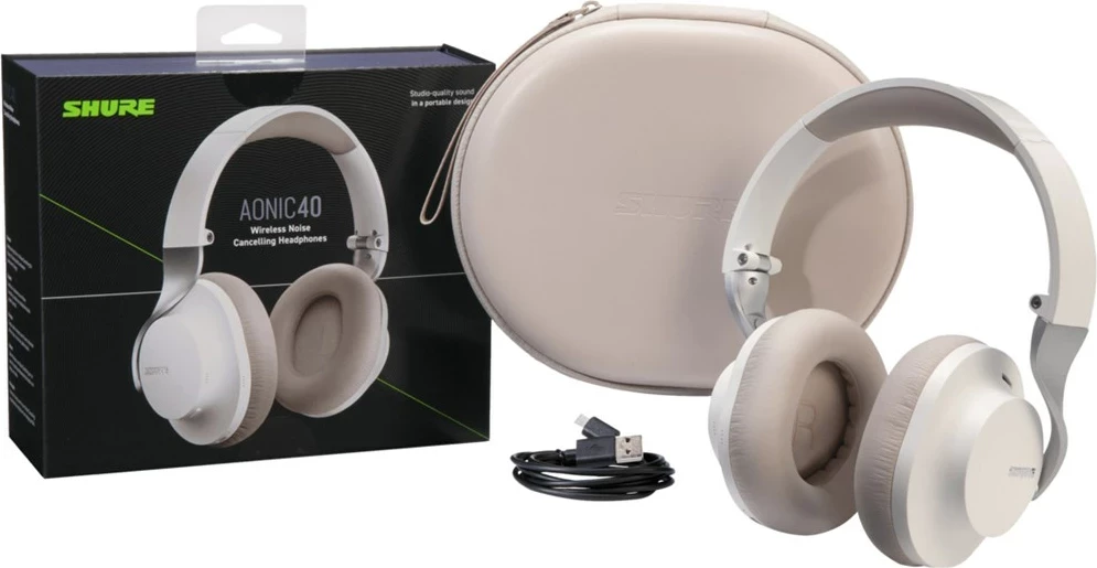 Brezžične in žične slušalke Aonic 40, Bluetooth, USB Type-C, bele