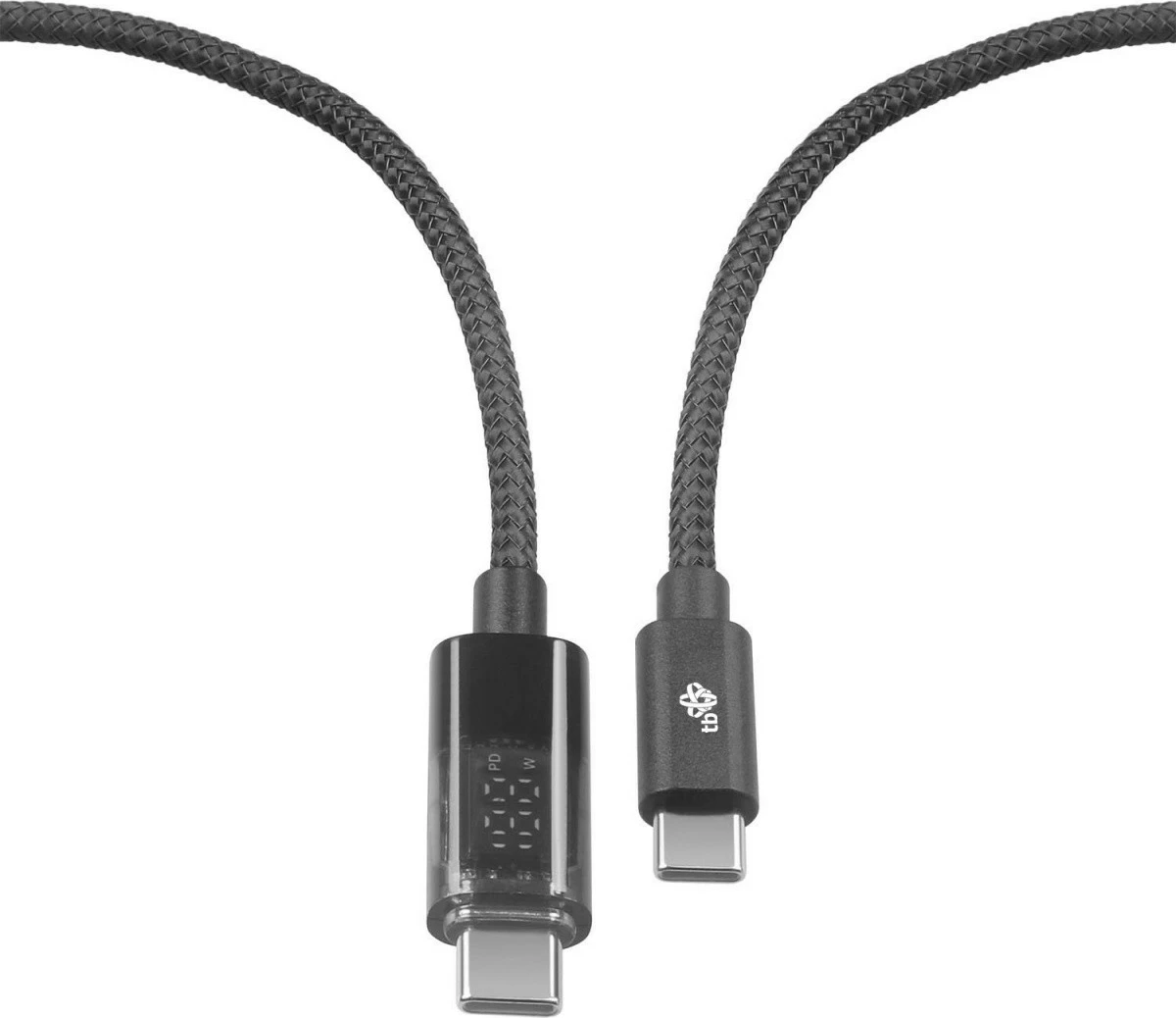 Kabel USB-C na USB-C, 1 m, z LED indikatorjem, 100 W, črn TB