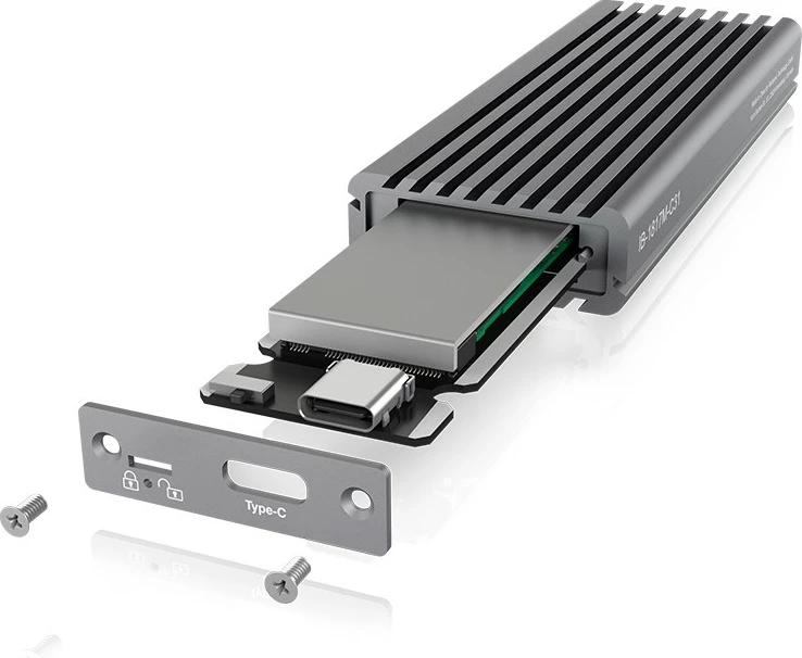 Zunanja M.2 ohišje za SSD, ICY BOX IB-1817M-C31, M.2, PCIe 3.0, 10 Gbit/s, USB, siva