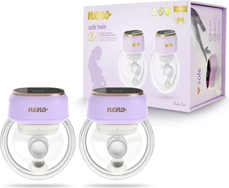 Elektronska prsna črpalka, neno Sole Twin, brezžična, LCD zaslon, komplet 2 kosa