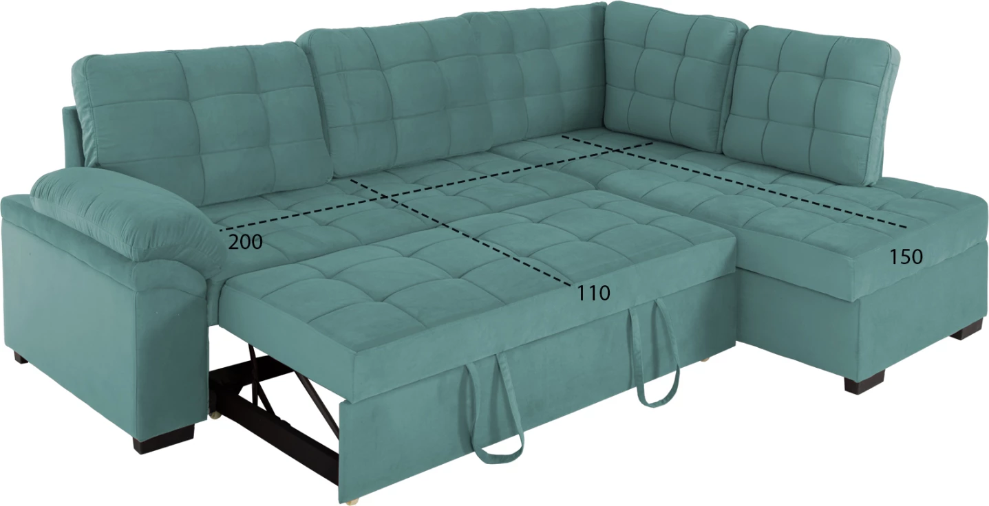 Sedežna garnitura z ležiščem desni kot JADE FH3144.04R v morsko zeleni barvi 250x80-180x73-88H cm