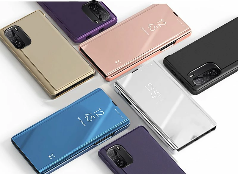 Zaščitni ovitek Clear View Hurtel za Xiaomi Redmi K40 Pro+/K40 Pro/K40/Poco F3, rožnat