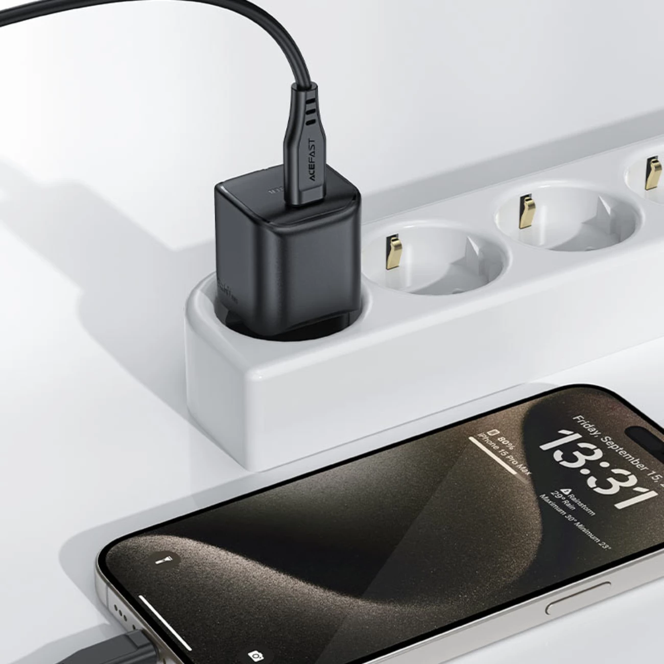 Zidni polnilec Acefast A73, GaN, 20W, USB-C, črn