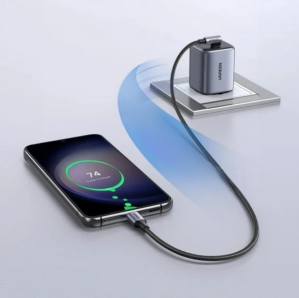 USB-C kabel 0,5 m, 60 W, siv UGREEN 50122B