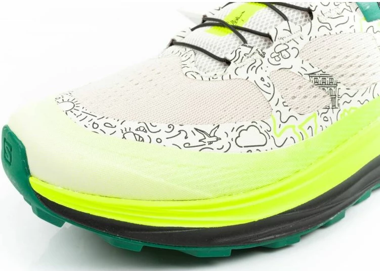 Tekmovalne tekaške copate Salomon Ultra Glide 473074, bež/zelene
