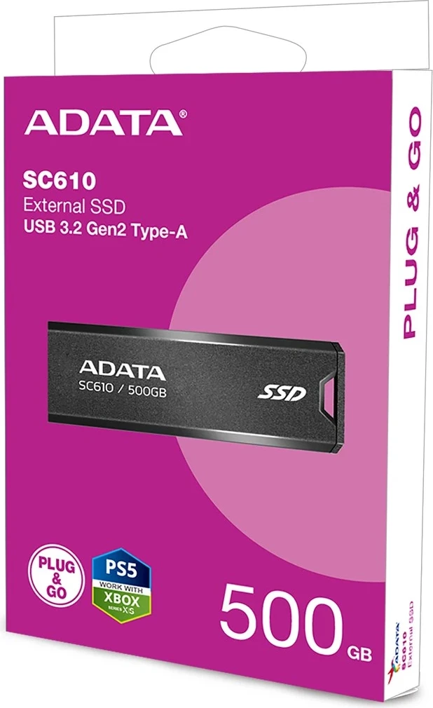 Zunanji SSD, 500 GB, črn - ADATA SC610