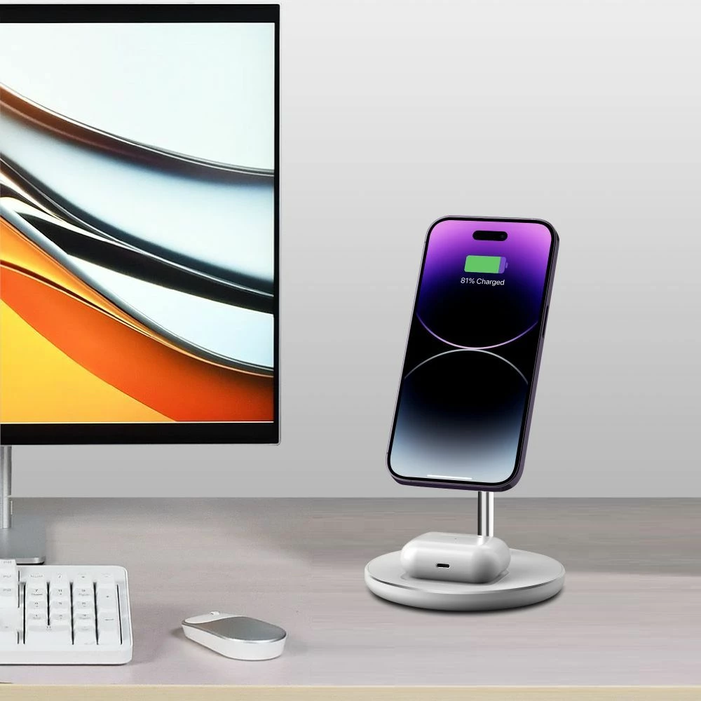 Polnilna postaja 2-v-1 za MagSafe Tech-Protect QI15W-A39, črna