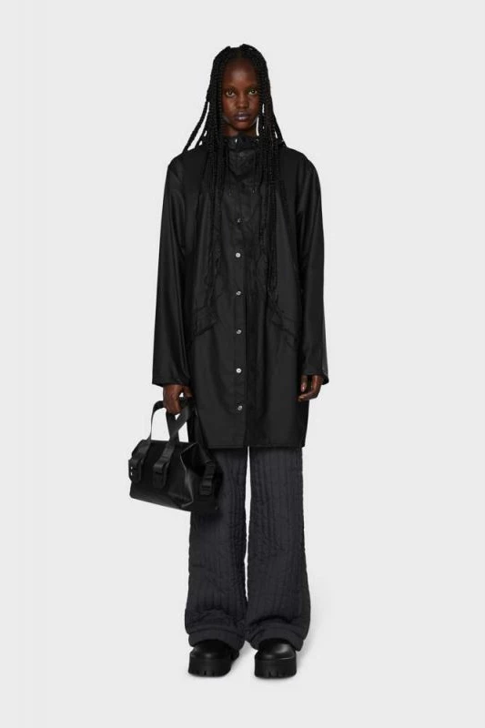 Dolga jakna Rains za moške in ženske, črna