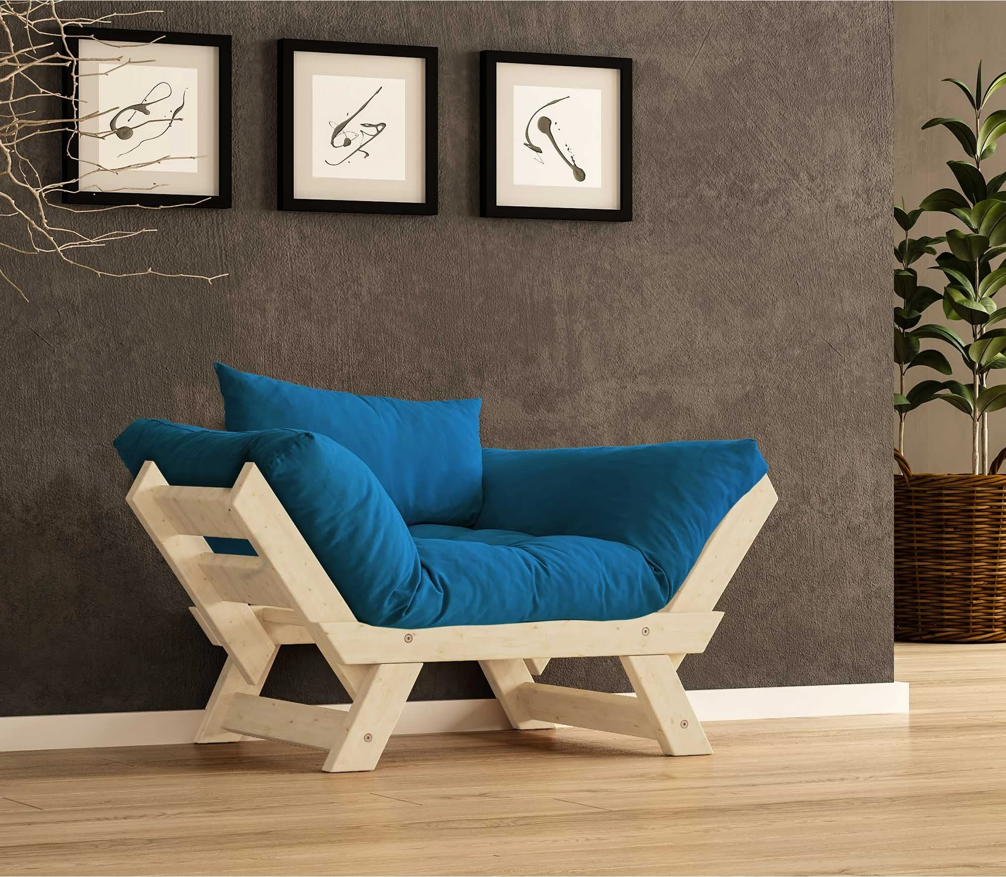 Enosedni vrtni stol Skye Decor, CPT8146-140, naravna in modra