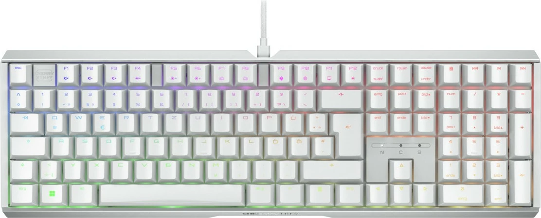 Mehanska igralna tipkovnica XTRFY CHERRY MX 3.1, žična, USB, QWERTZ, RGB LED, bela